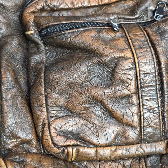 Vintage Tooled Genuine Leather Floral Brown‎ Backpack Made in Mexico main image 5